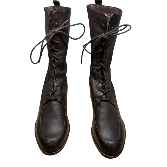 Enzo Angiolini Tarot Brown Leather Lace-Up Ankle Boots Size 9 - Picture 1 of 15